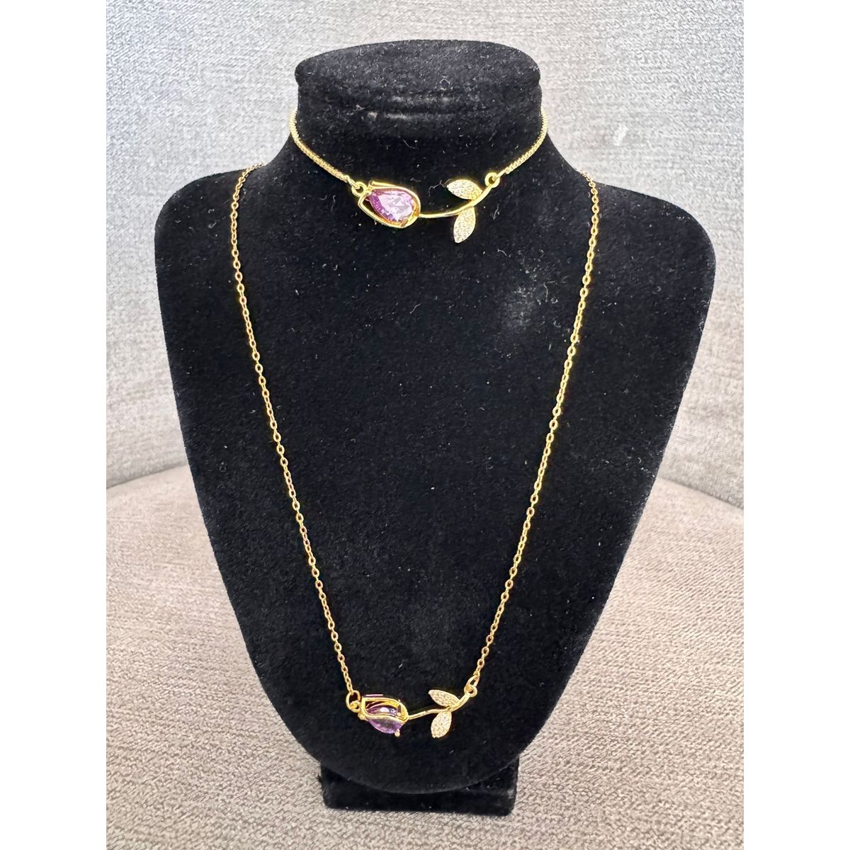GENERICO - Collar y pulsera de tulipán dorado y turquesa para mujeres y niñas