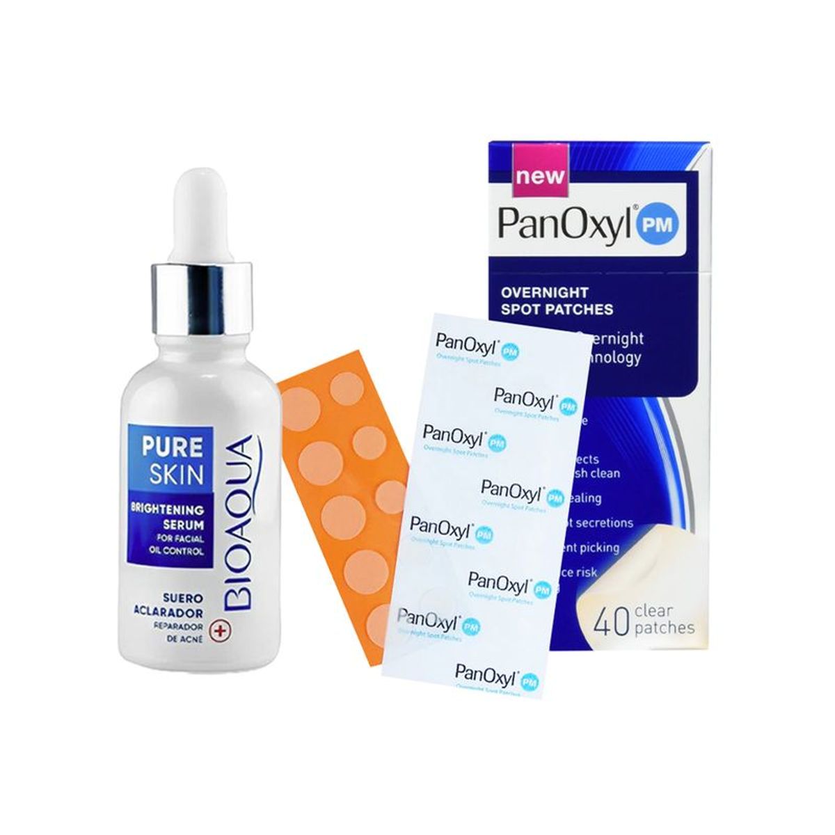 BIOAQUA - Serum Pure Skin Antiacné + Parches Antiacné Panoxil