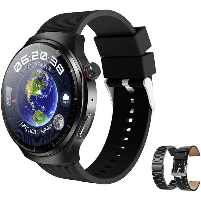 GENERICO - Smartwatch Hw6 Max Pantalla Amoled 1.52 Triple Correa Negro