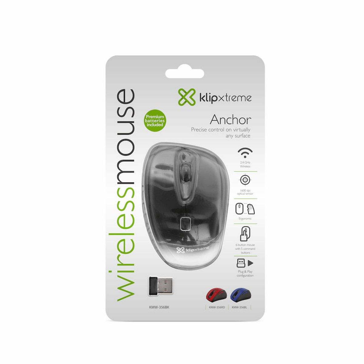 KLIP XTREME - MOUSE INALAMBRICO Klip Xtreme KMW-356RD ANCHOR WIRELESS ROJO