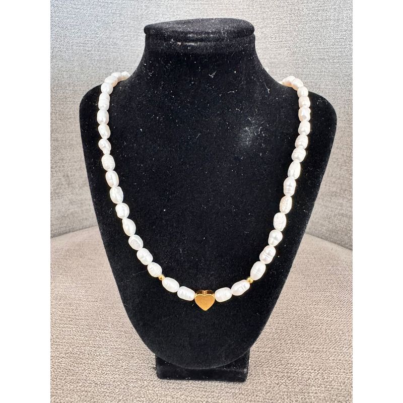 GENERICO - Collar de perlas corazon hecho a mano