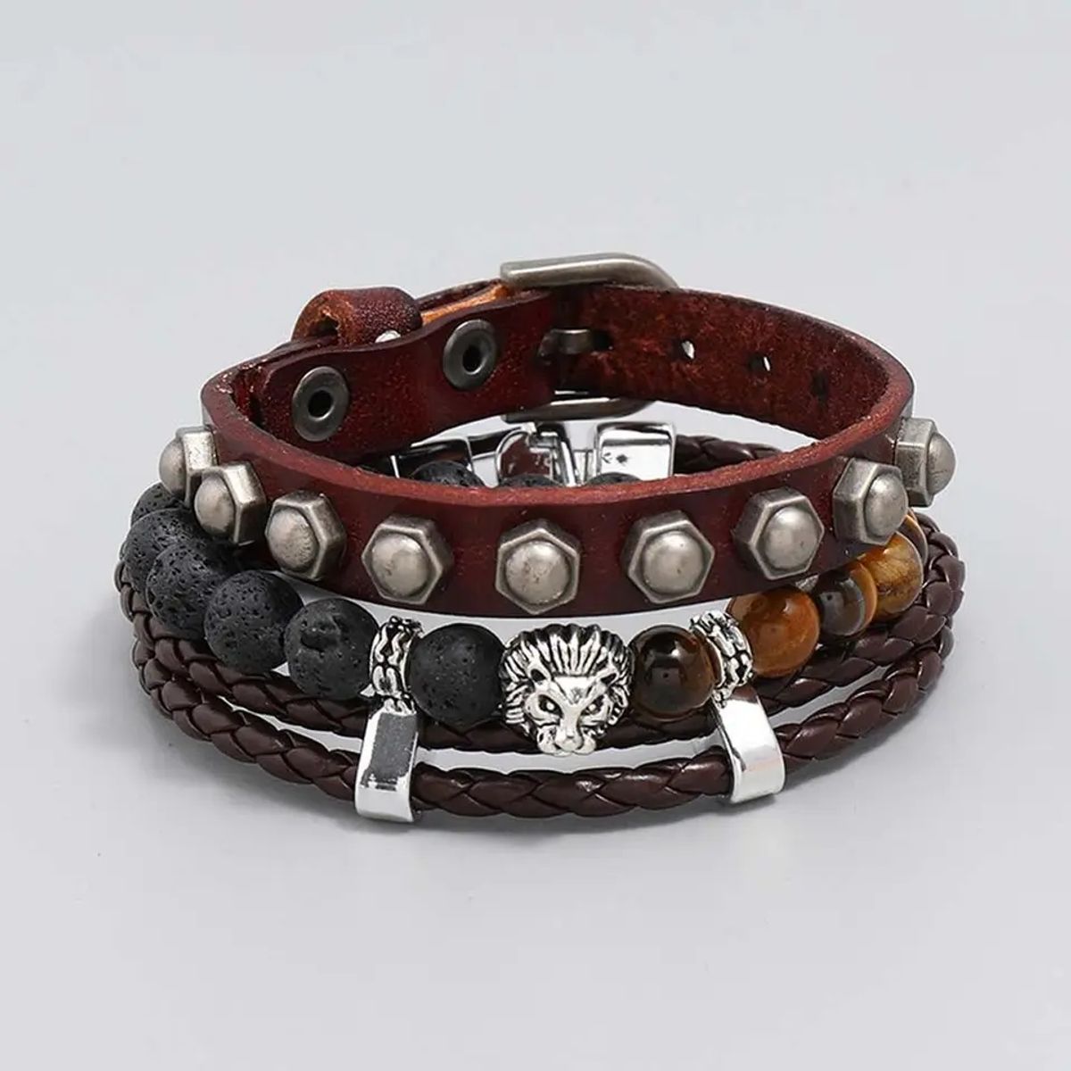 GENERICO - Pulseras de Cuero para Hombres - León