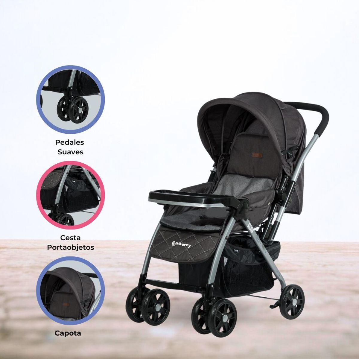 EBABY - Coche Cuna para bebé «BLAKE SIGNATURE» Black