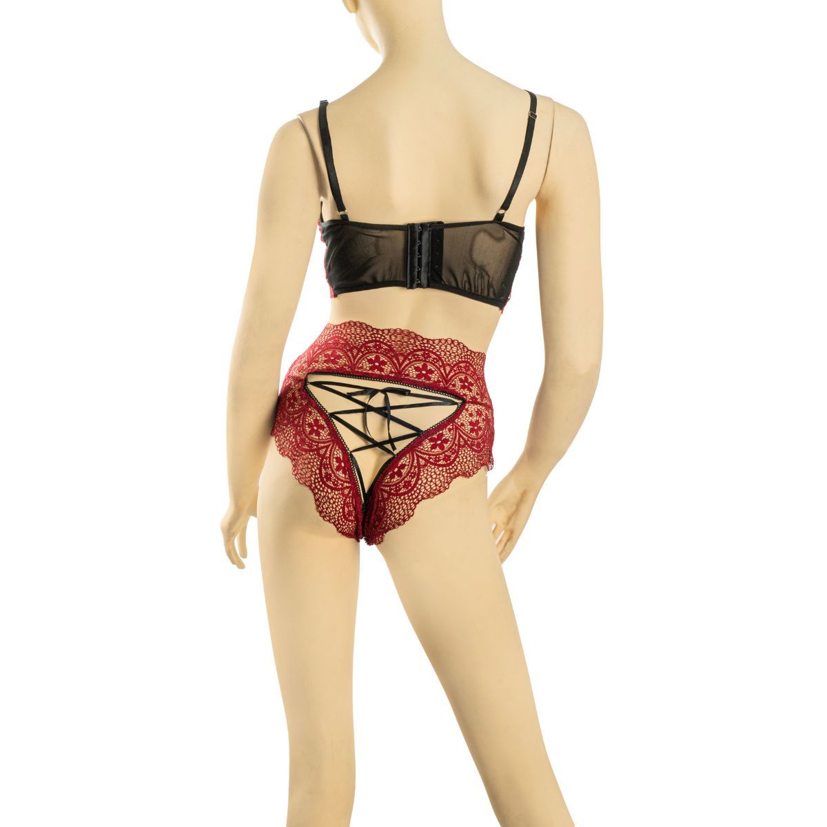 GENERICO - Lencería Erótica con Diseño de Tiras - Color Vino Talla M