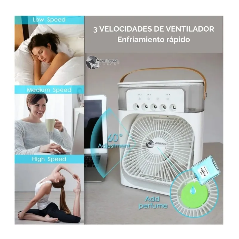GENERICO - Ventilador Aire Acondicionado Portatil 3 En 1 Enfriador Humificador