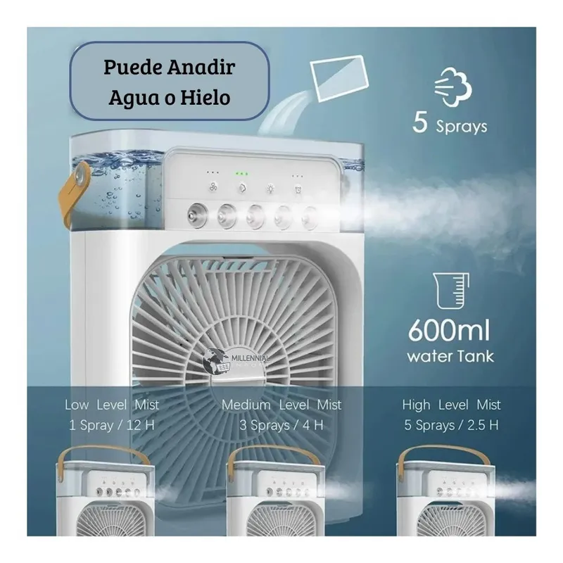 GENERICO - Enfriador Aire Acondicionado 3 en 1 Ventilador Portatil Humidificador