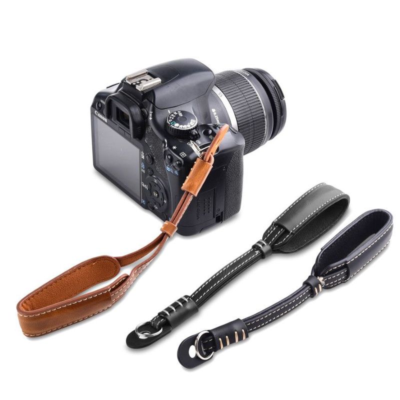 GENERICO - Correa Cámara Mano Cuero Pu para Cannon Fujifilm Nikon Dslr Sony etc
