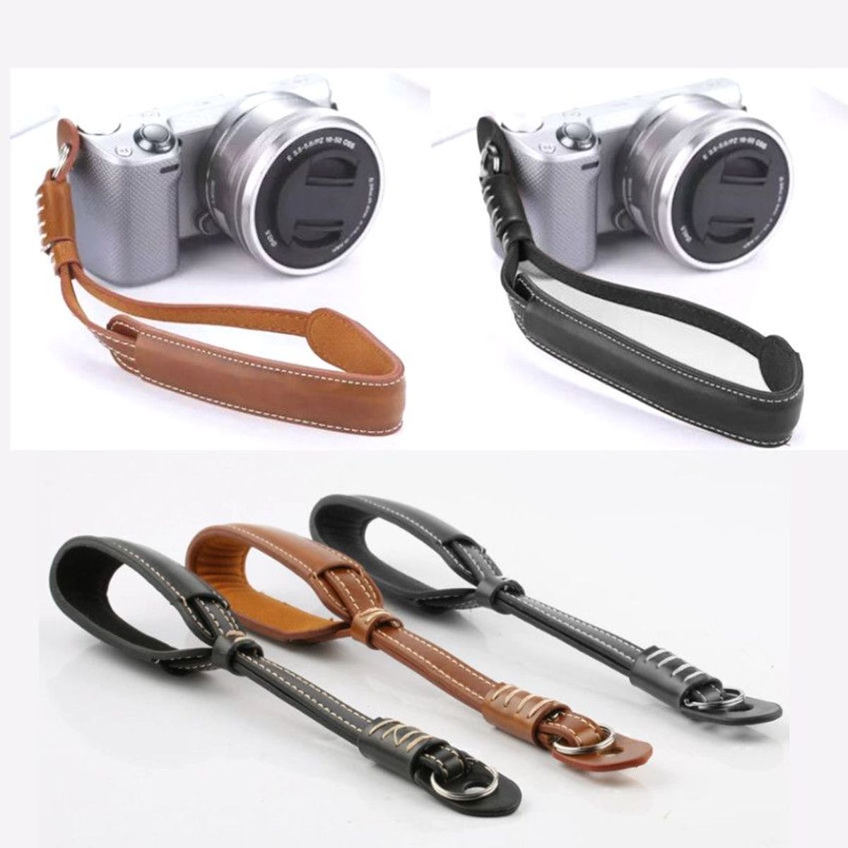 GENERICO - Correa Cámara Mano Cuero Pu para Cannon Fujifilm Nikon Dslr Sony etc