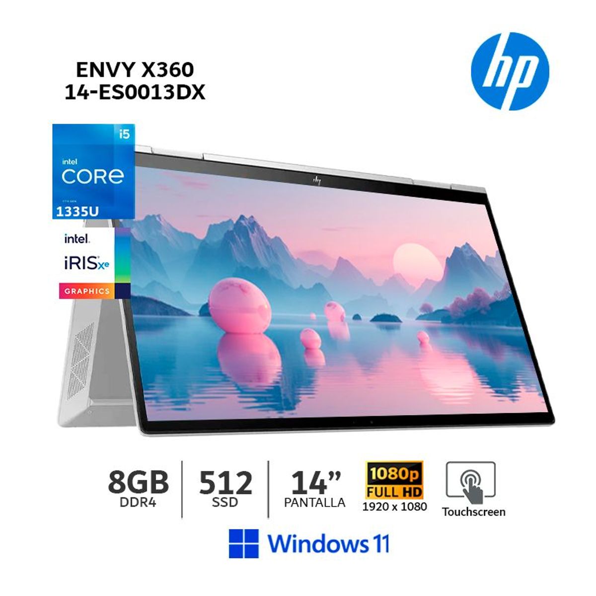 HP - Laptop HP Envy X360 14-ES0013DX Intel Core i5-1335U 8Gb Ram 512Gb SSD 14” FHD Táctil Wind11 Home