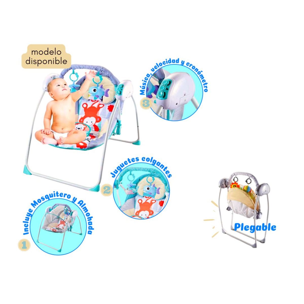 GENERICO - MECEDORA CON MANDO A DISTANCIA AZUL