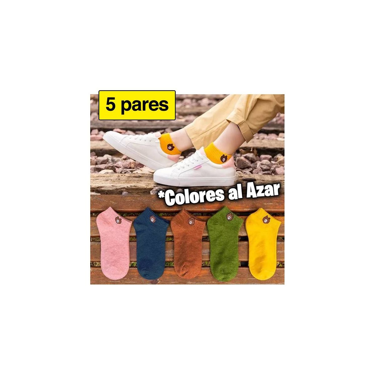 GENERICO - MEDIAS KAWAI PACK X5 PARES OSITOS