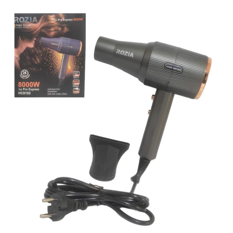 GENERICO - Secadora de Cabello Rozia Pro  HC8192 8000w Plomo