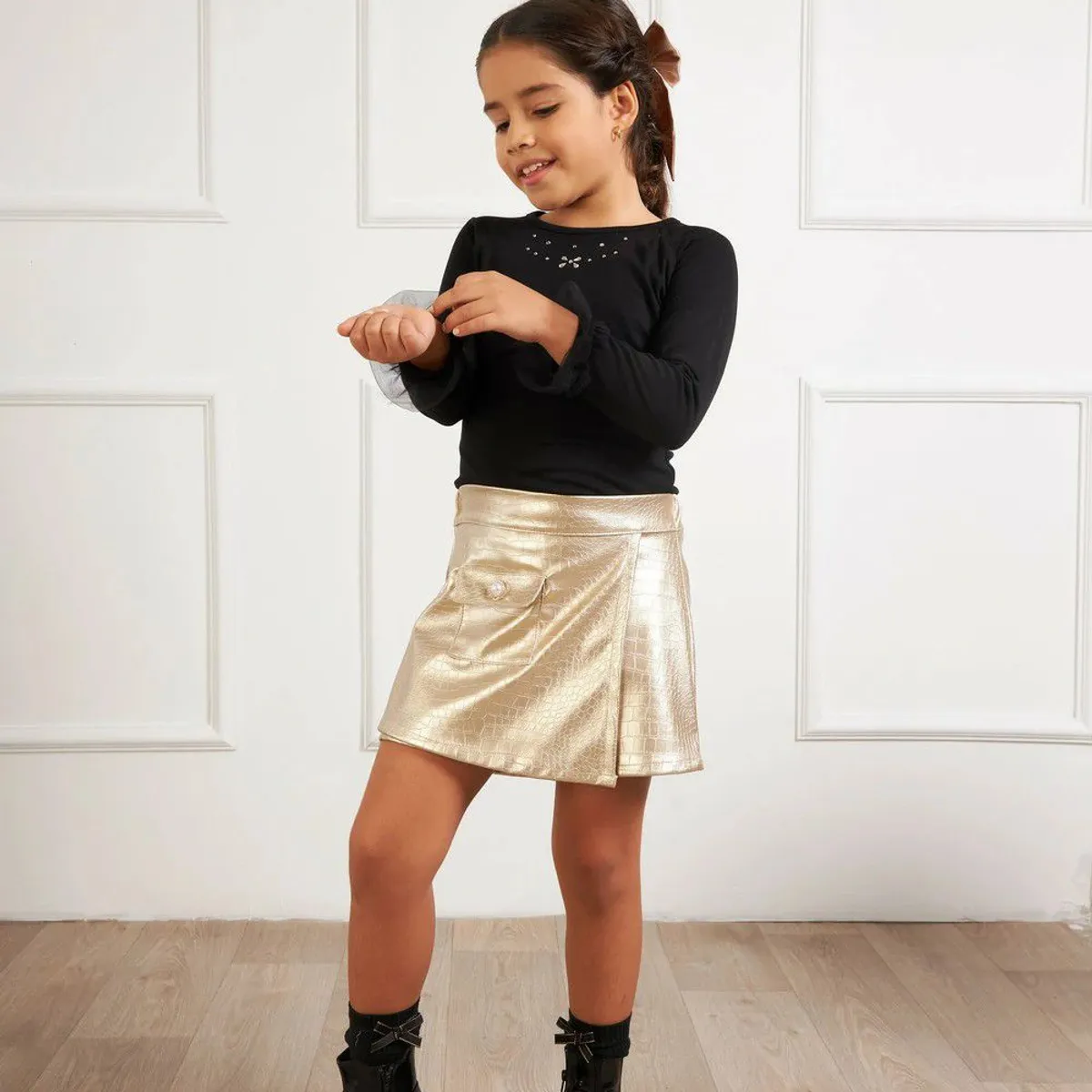 KIDS MASHMELO - Falda en Cuerina Caiman para Niña Kids Mashmelo