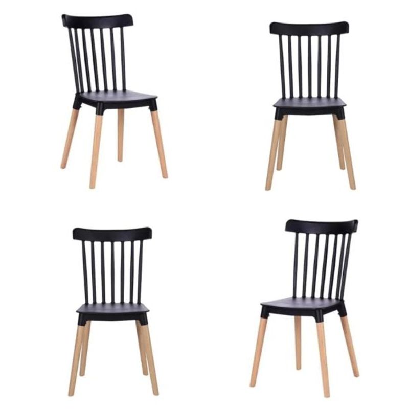 OFIDEAS - SILLA DE COMEDOR NEGRO POLIPROPILENO PAQUETE X 4 UNID - OFIDEAS