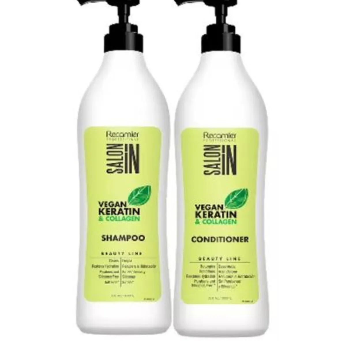 SALON IN - Shampoo mas acondicionador de 1 lt - vegan Keratin & collagen