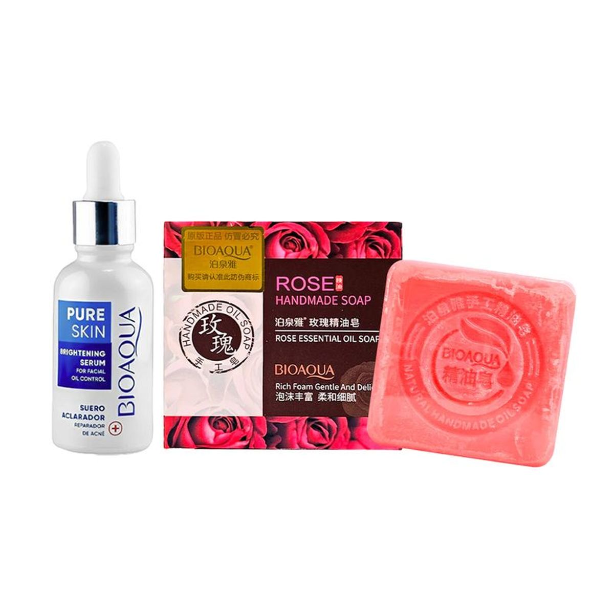 BIOAQUA - Serum Pure Skin Antiacné + Jabón Natural Antiacne De Rosas