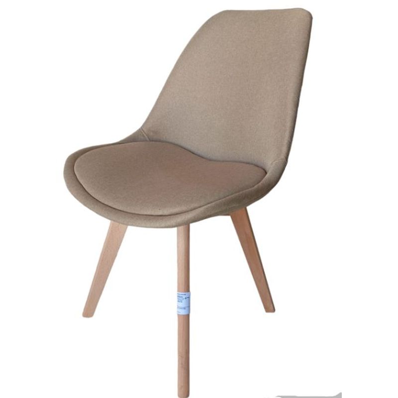 OFIDEAS - SILLA  DE COMEDOR TAPIZADO EN TELA COLOR ARENA- OFIDEAS