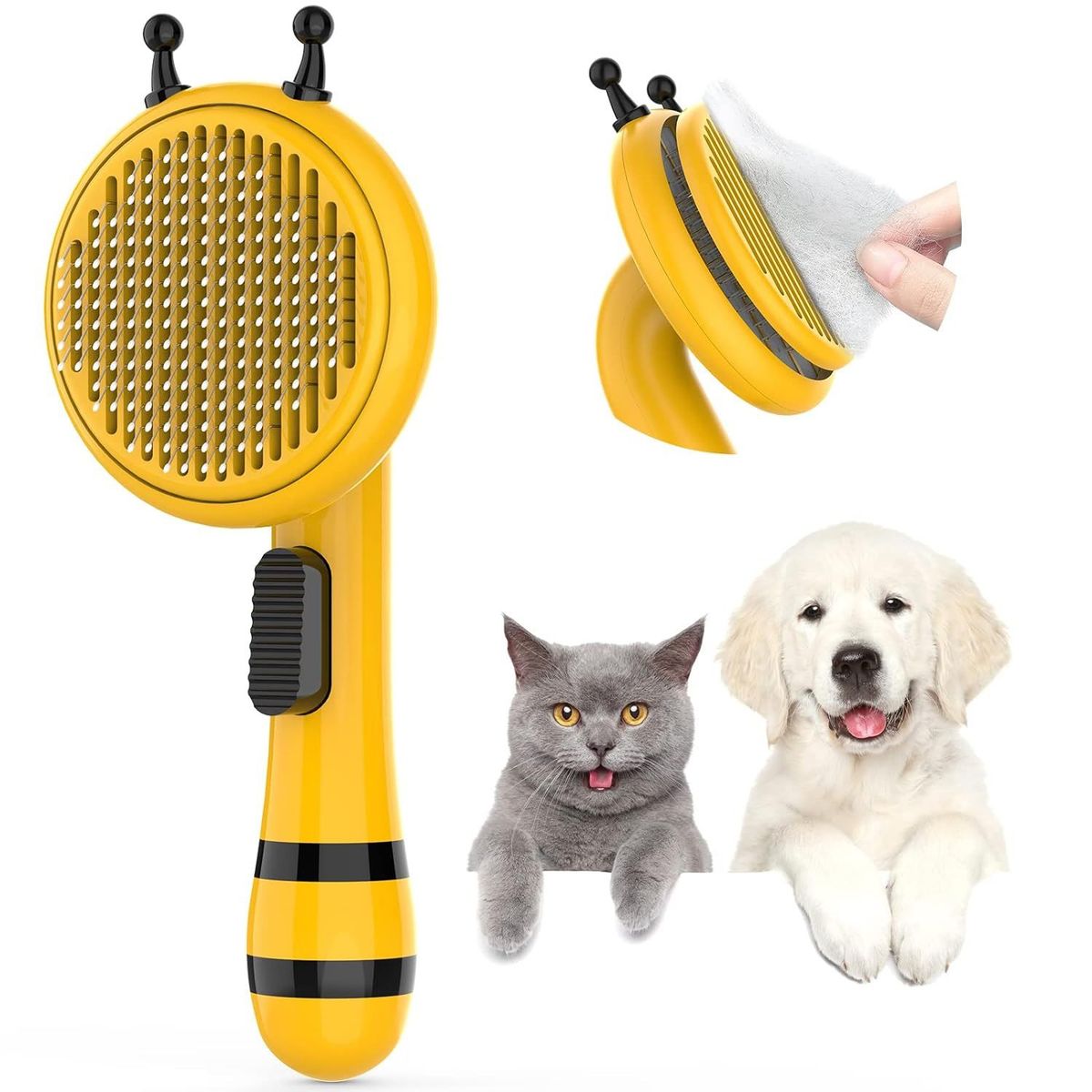 GENERICO - PEINE CEPILLO DE MASCOTAS QUITA PELUSA EXPULSADOR ABEJITA