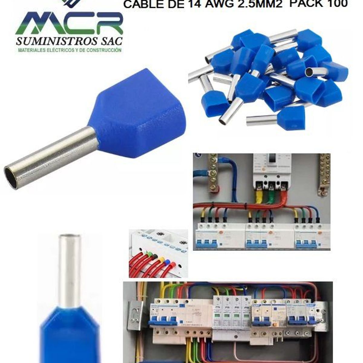 IMPORTADO MC - TERMINAL TUBULAR DOBLE PARA CABLE 14AWG 25MM2 PAQ100UND