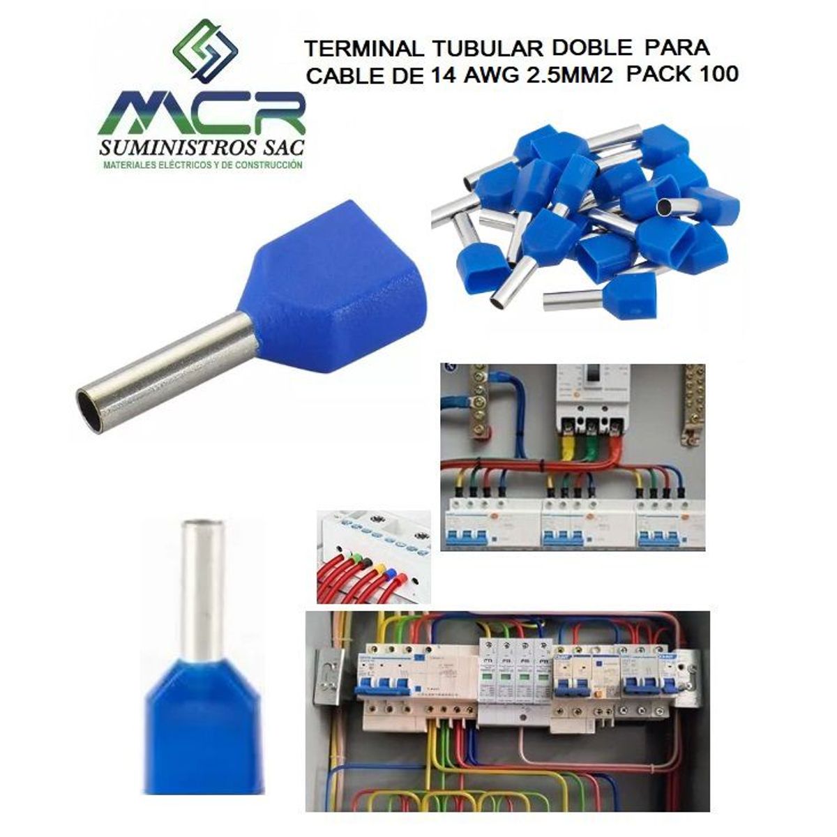 IMPORTADO MC - TERMINAL TUBULAR DOBLE PARA CABLE 14AWG 25MM2 PAQ100UND