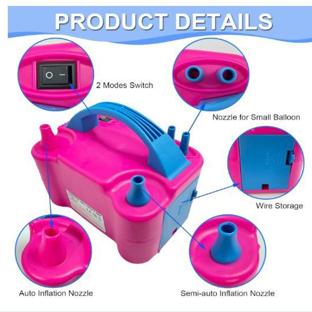 GENERICO - Inflador de Globos Electrico Portátil