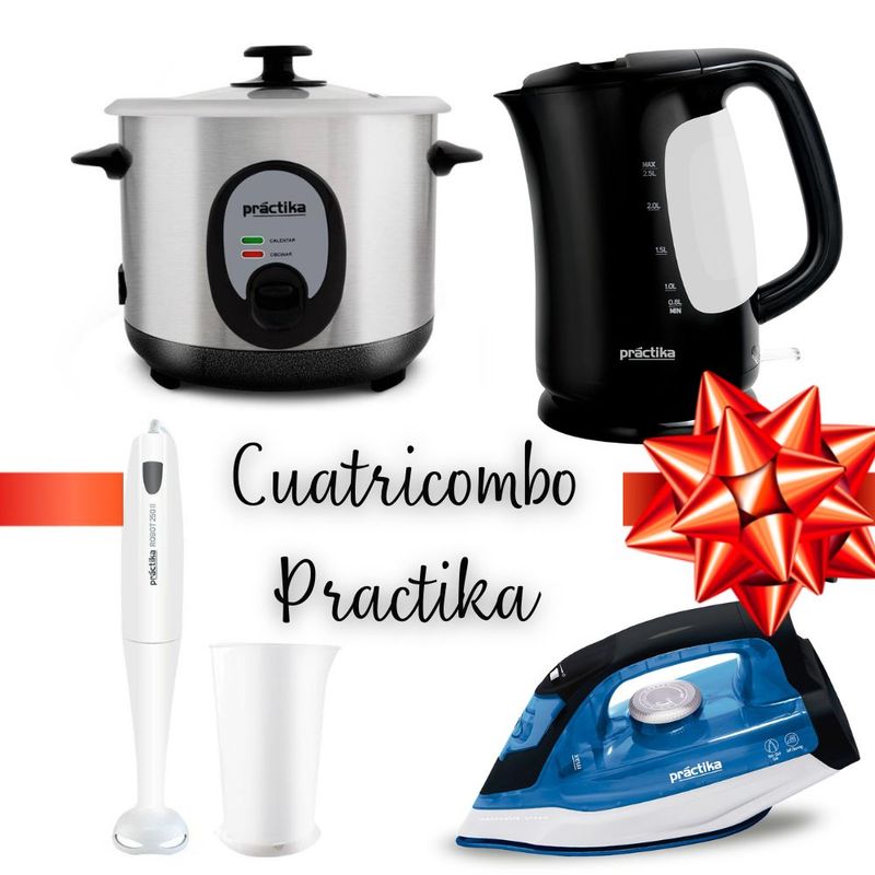 PRACTIKA - CUATRICOMBO PRACTIKA Hervidor Arrocera Batidora de Inmersion Plancha
