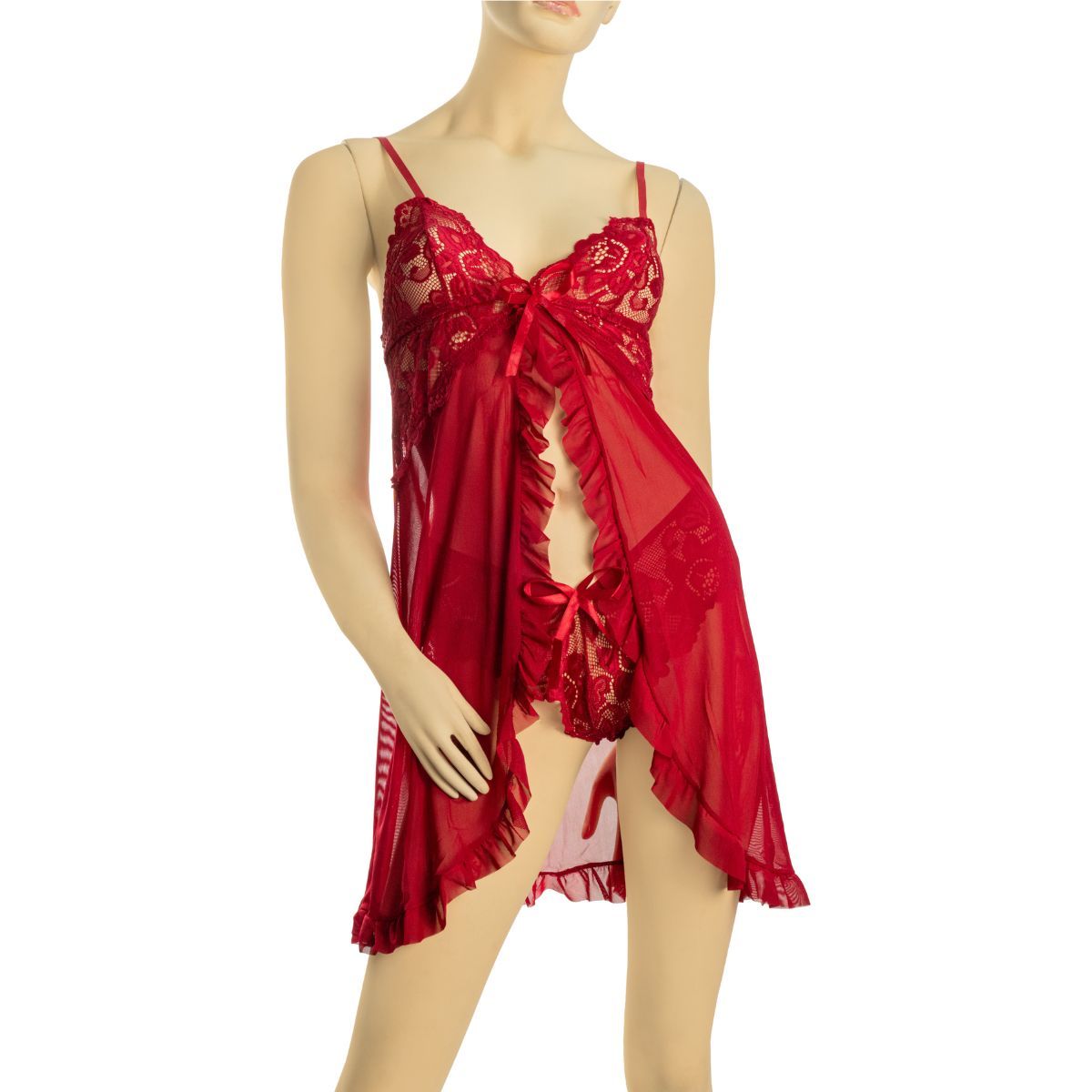 GENERICO - Lencería Erótica Babydoll con Diseño - Color Rojo Talla L