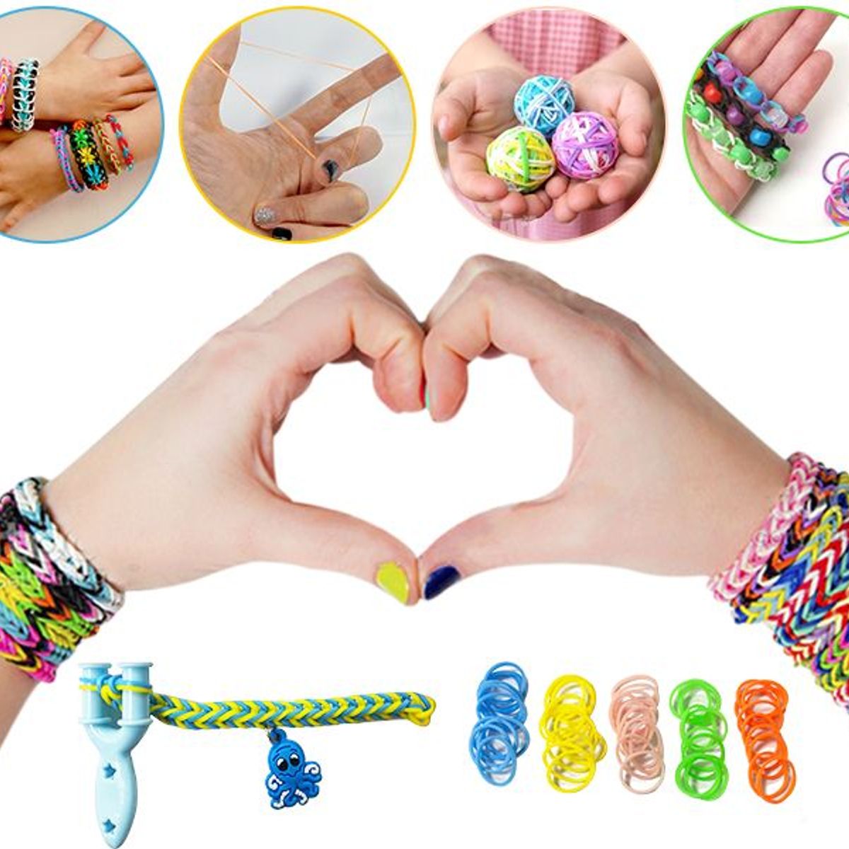 GENERICO - Kit 1400 ligas para armar pulseras y tobilleras