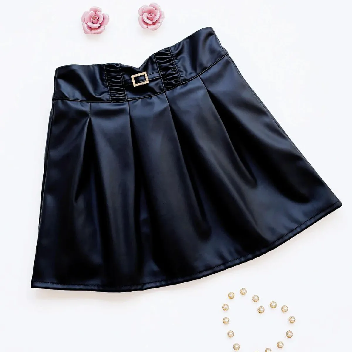 KIDS MASHMELO - Falda de Cuerina Tableada para Niña Kids Mashmelo