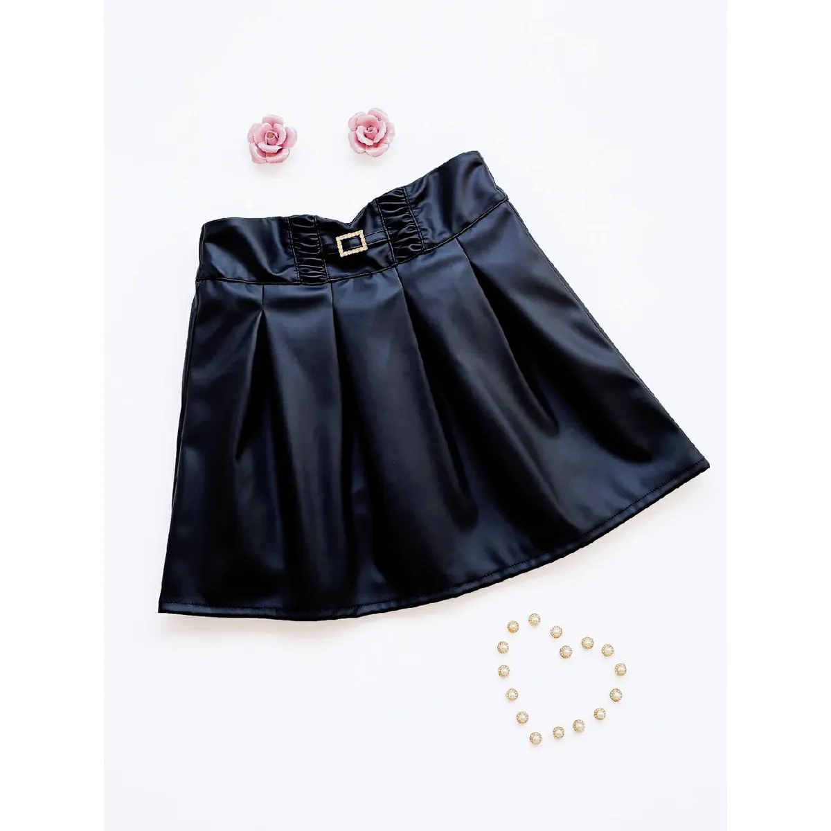 KIDS MASHMELO - Falda de Cuerina Tableada para Niña Kids Mashmelo