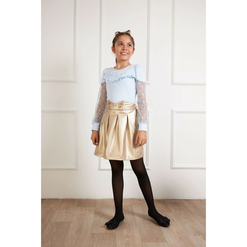 KIDS MASHMELO - Falda de Cuerina Tableada para Niña Kids Mashmelo