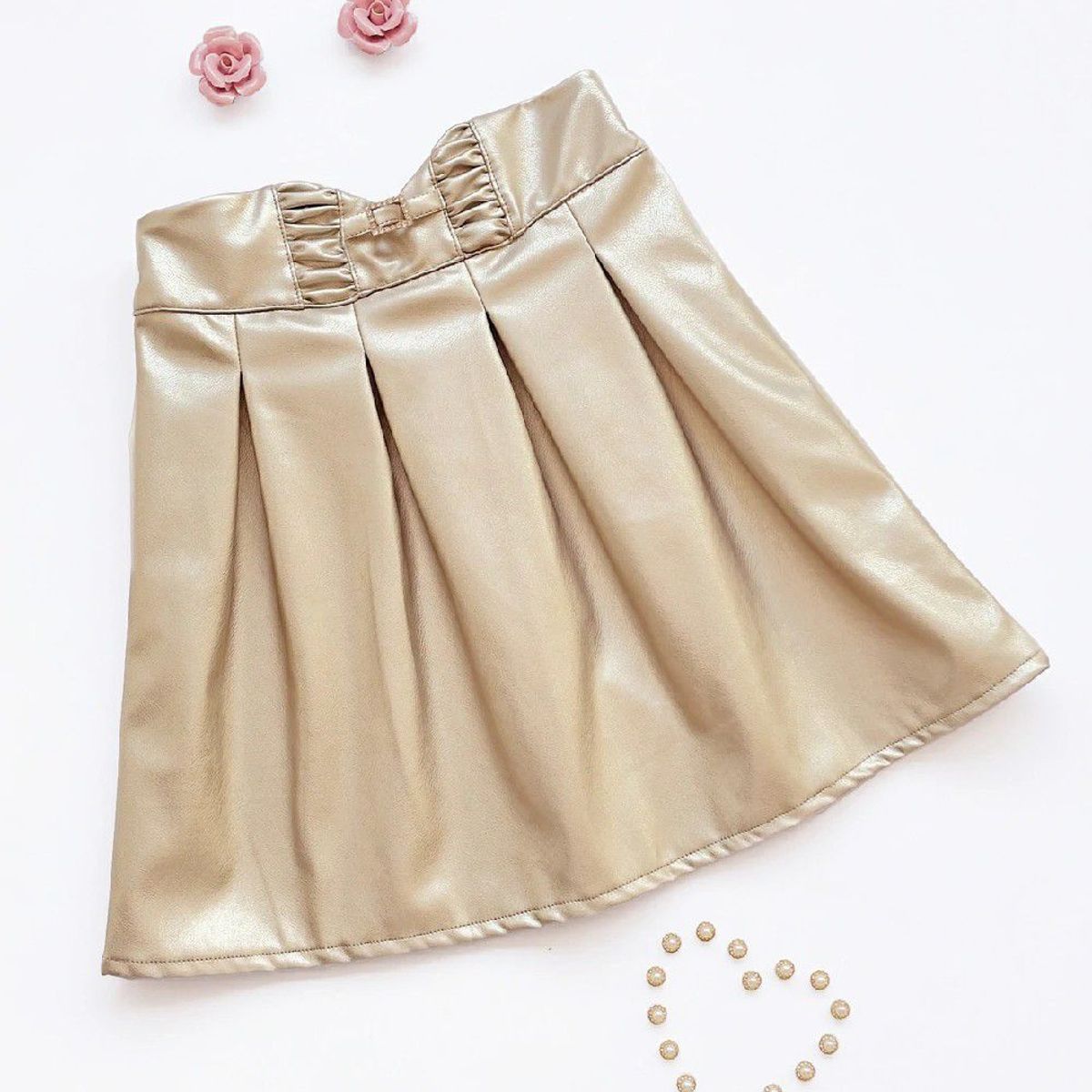 KIDS MASHMELO - Falda de Cuerina Tableada para Niña Kids Mashmelo