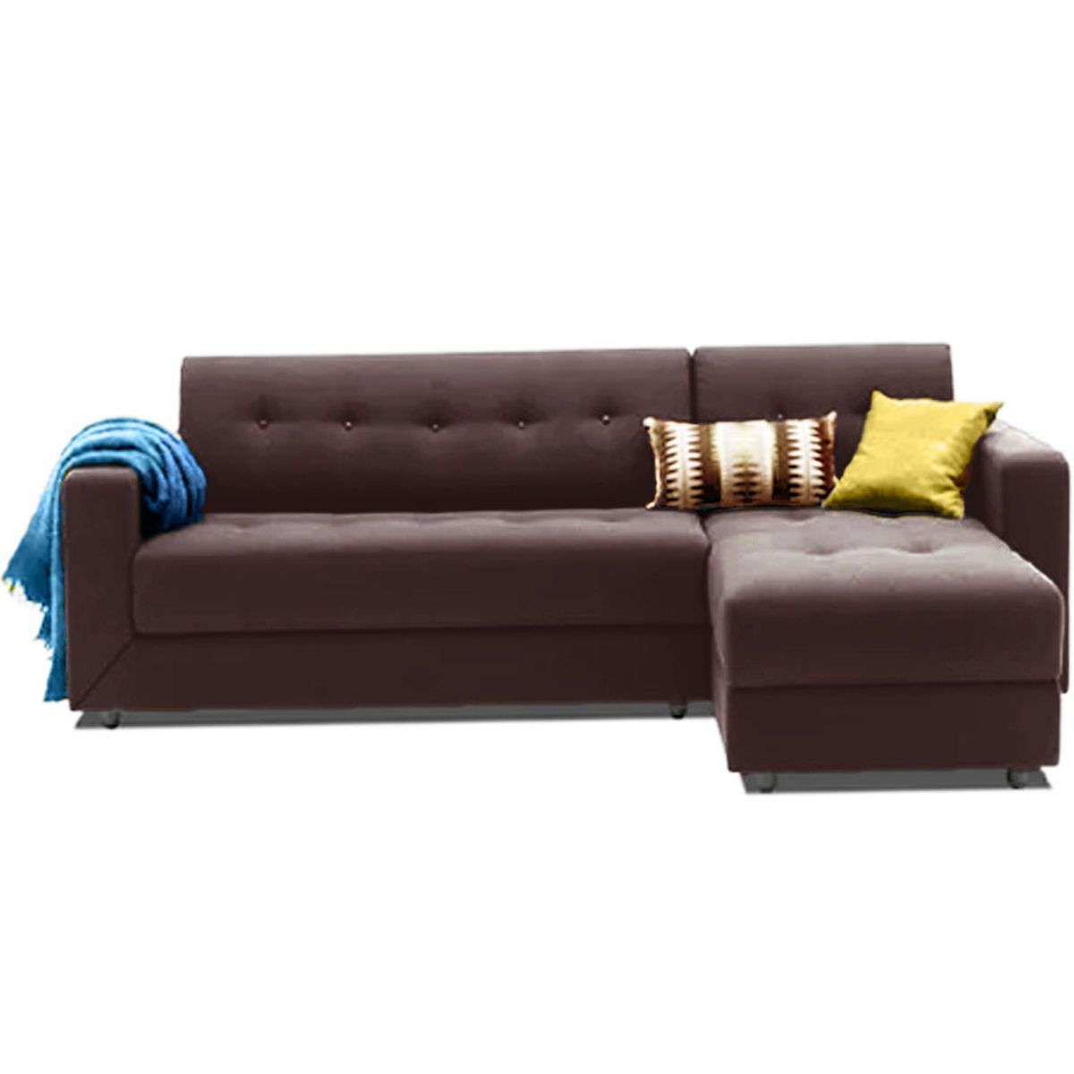 GENERICO - Sofá Seccional  Andreanne Color Chocolate + 2 decorativos