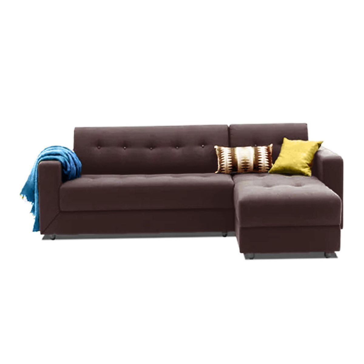GENERICO - Sofá Seccional  Andreanne Color Chocolate + 2 decorativos