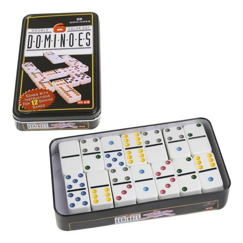 GENERICO - Domino Doble 6 - Set De 28 Piezas Caja Metálica