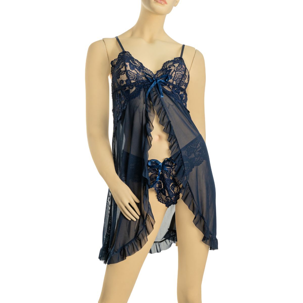 GENERICO - Lencería Erótica Babydoll con Diseño - Color Azul Talla L