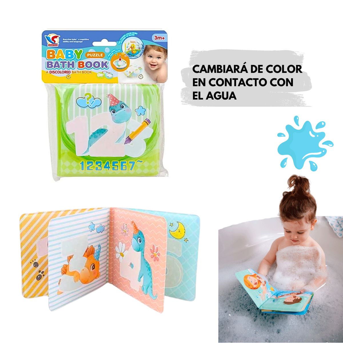 GENERICO - Libro Magico de Baño para bebes Dino123