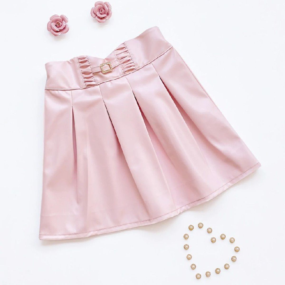 KIDS MASHMELO - Falda de Cuerina Tableada para Niña Kids Mashmelo