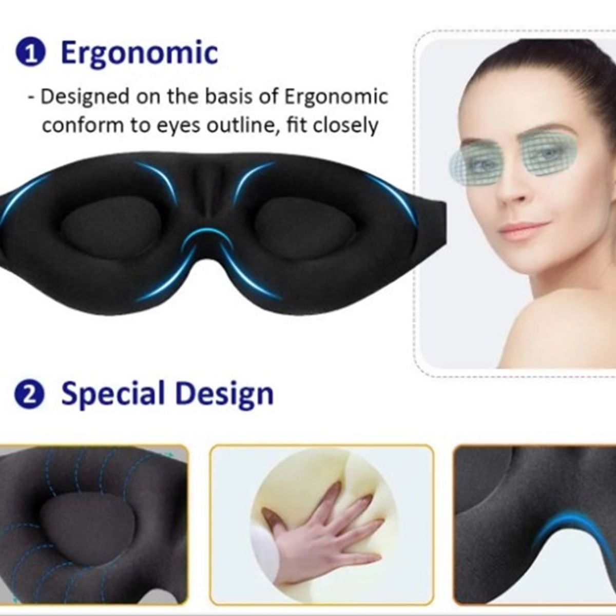 GENERICO - Antifaz 3D para Dormir Ajustable Unisex