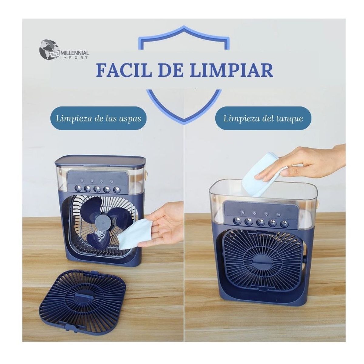 GENERICO - Ventilador Humificador con Luz Led Portatil Vía Usb