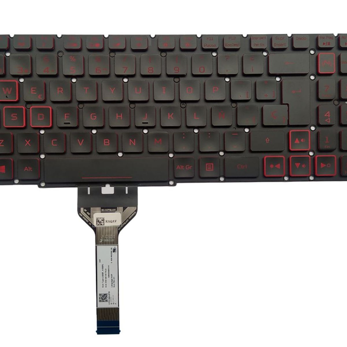ACER - Teclado Original ACER Nitro 5 AN517-54 AN515-57 Retroiluminado
