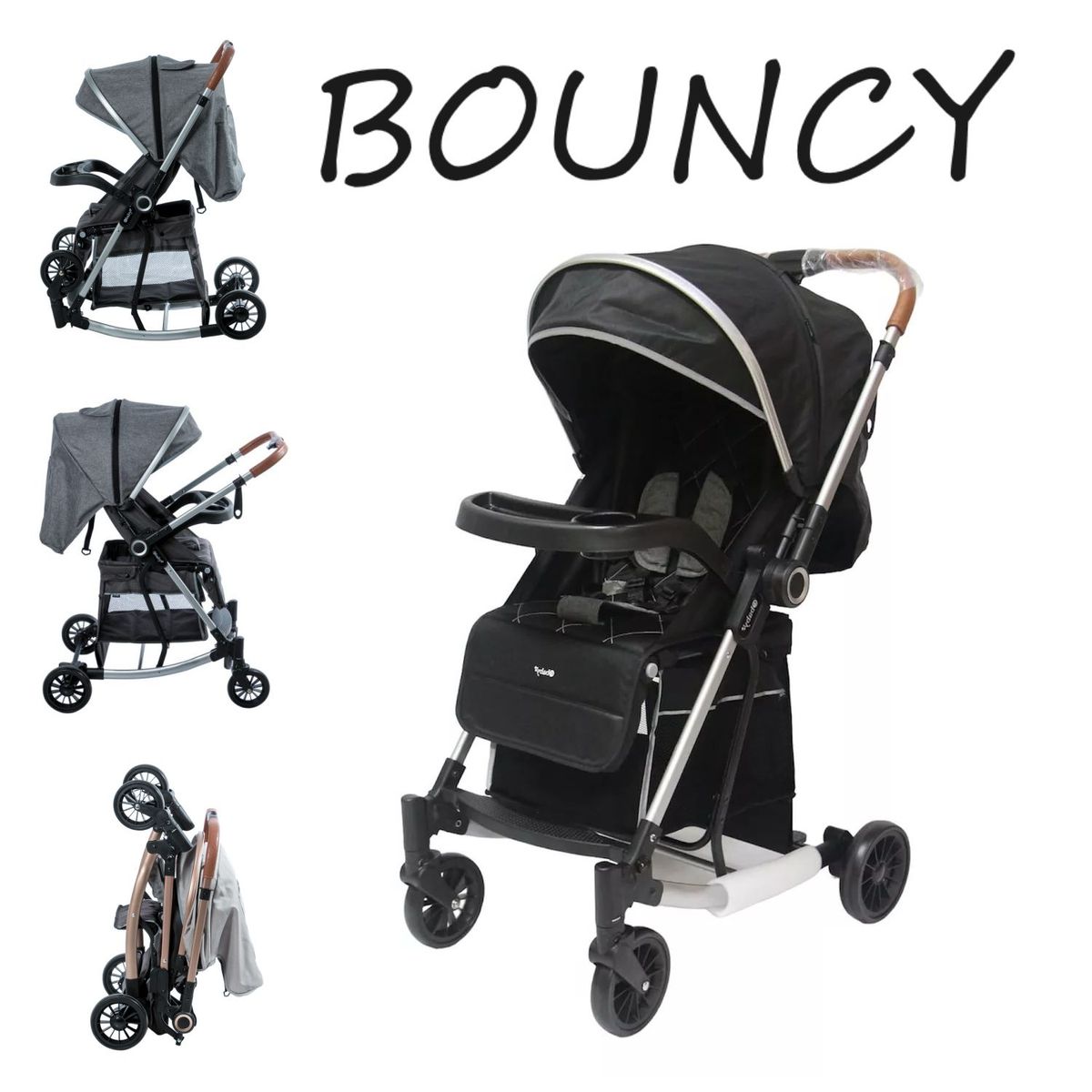 EBABY - Coche Mecedora Reversible BOUNCY EB116 -Negro