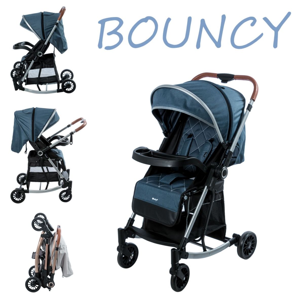 EBABY - Coche Mecedora Reversible BOUNCY EB116 -Azul