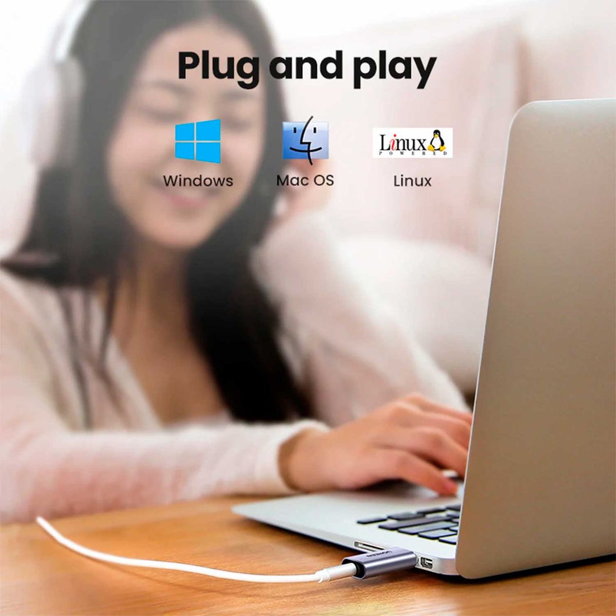 UGREEN - Adaptador Ugreen Usb External Stereo Sound Adapter 80864 Grey