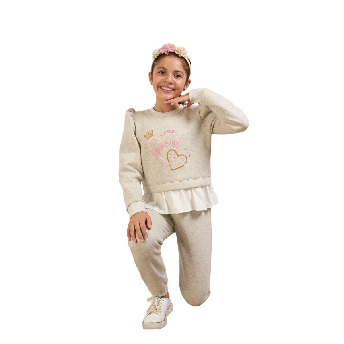 KIDS MASHMELO - Conjunto de Buzo con Faldon de Lino en Polera para Niña Kids Mashmelo