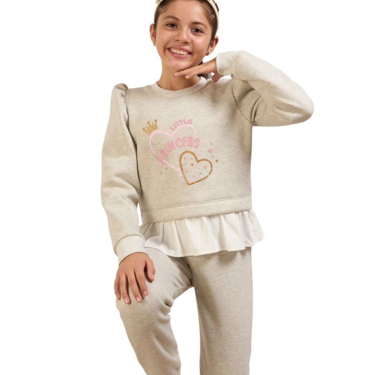 KIDS MASHMELO - Conjunto de Buzo con Faldon de Lino en Polera para Niña Kids Mashmelo