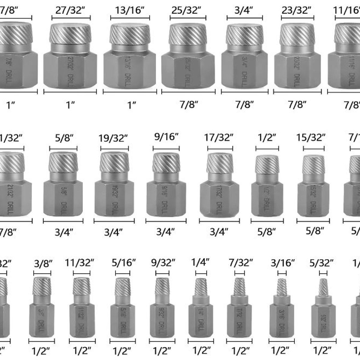 GENERICO - JUEGO EXTRACTOR DE PERNOS Y TUERCAS DAÑADAS 25PCS WORKTOOLS