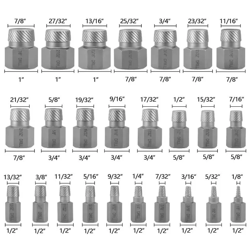 GENERICO - JUEGO EXTRACTOR DE PERNOS Y TUERCAS DAÑADAS 25PCS WORKTOOLS
