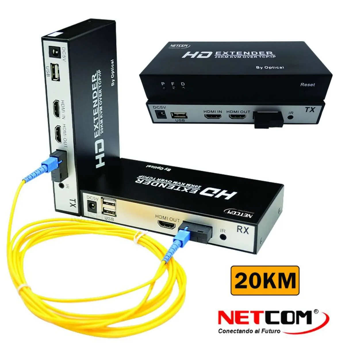 NETCOM - Extensión Extender HDMI fibra optica KVM Hasta 20K NETCOM 1080 USB