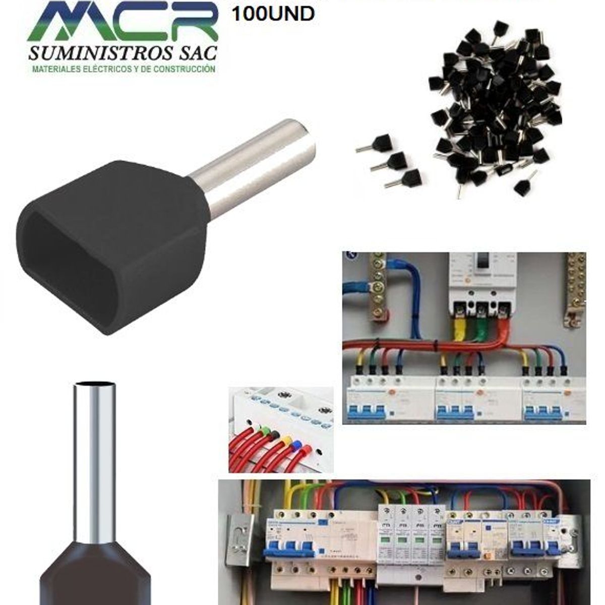 GENERICO - TERMINAL TUBULAR DOBLE PARA CABLE 10AWG 6MM2 PAQ100UND